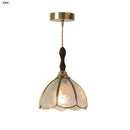 Helnys Nordic LED Pendant Lamp Walnut Tiffany Glass Copper Hanging Light