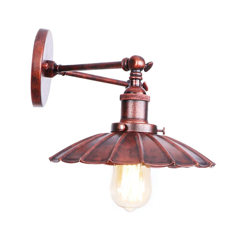 Helnys Rustic LED Wall Lamp 2 Heads Vintage Iron Industrial Style Light