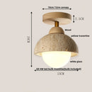 Helnys Japan Style Glass Ball LED Ceiling Light with Yellow Travertine for Home Decor