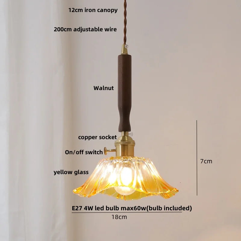 Helnys White Ceramic LED Pendant Light with Walnut Wood Detail - Nordic Modern Design