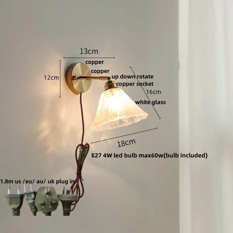 Helnys Blue Glass Wall Sconce Up Down Rotate Light Fixture