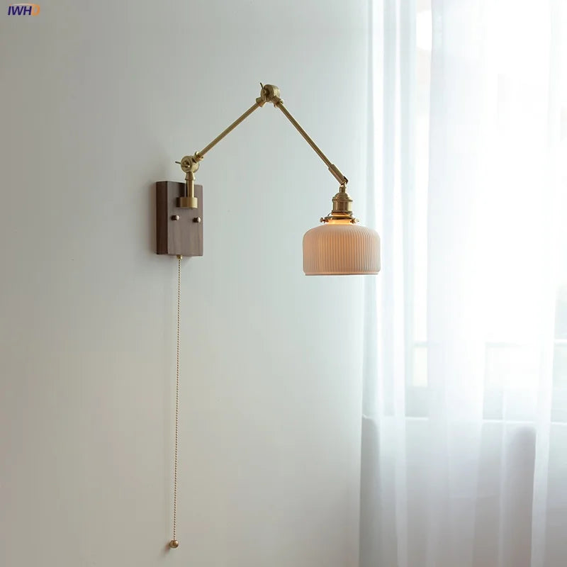 Helnys Ceramic LED Wall Light Study Porch Nordic Modern Bedside Lamp