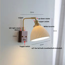 Helnys Clear Glass LED Wall Lights Kitchen Bedroom Modern Toggle Switch Bedside Lamp