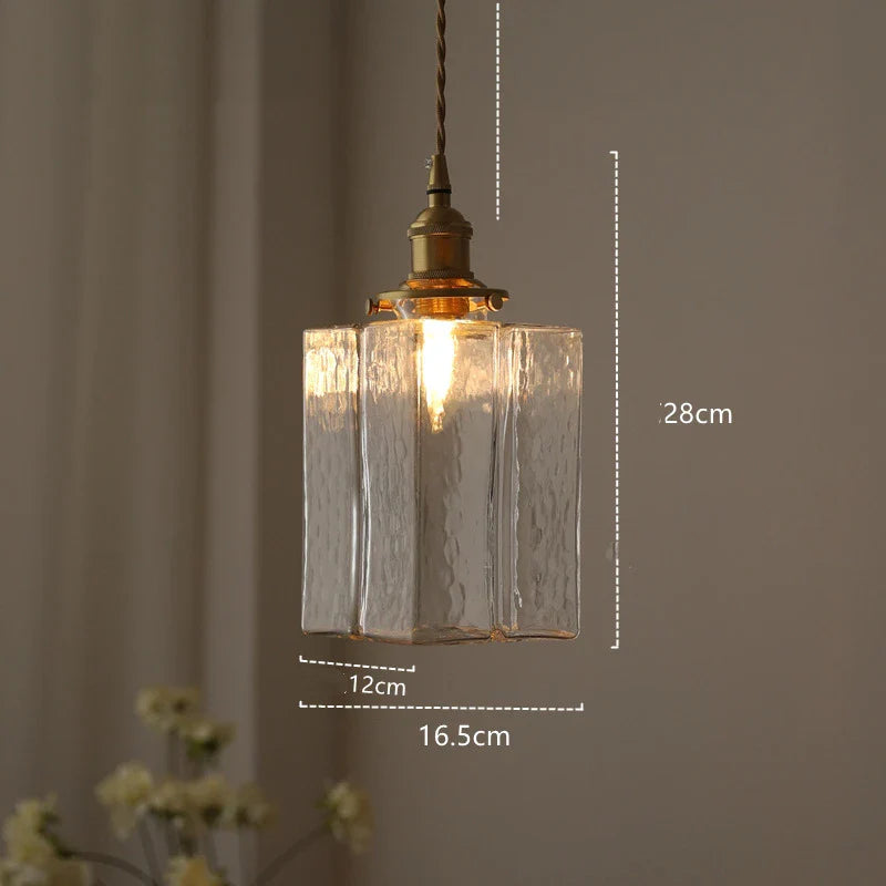 Helnys Modern Copper LED Green Glass Pendant Light for Home Decor