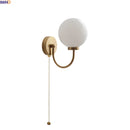 Helnys Round Glass Ball LED Wall Light - Gold Brass Base Nordic Bedroom Bedside Lamp