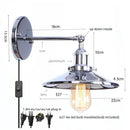 Helnys Vintage LED Pull Chain Wall Lights Lens Stair Reading Bedside Lamp Iron Lightings