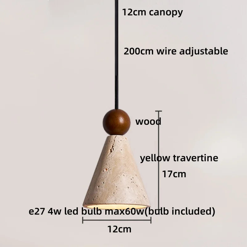 Helnys Yellow Travertine LED Pendant Light - Nordic Modern Hang Lamp