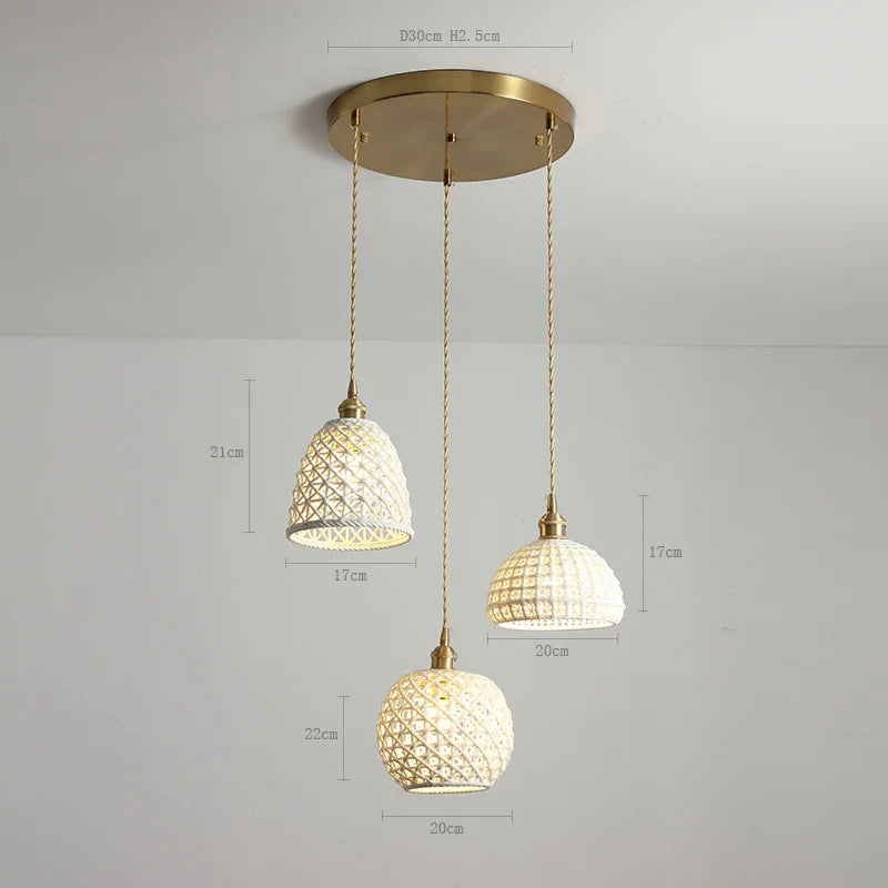Helnys Bule Ceramic LED Pendant Lamp Modern Nordic Hanging Light for Bedroom Restaurant