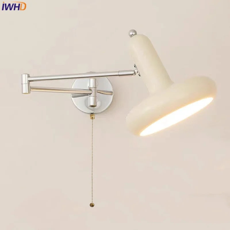 Helnys Rotatable Nordic LED Wall Sconce with Pull Chain Switch for Indoor Spaces