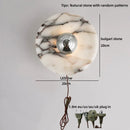 Helnys Round Bulgari Stone Shade Pull Chain Switch LED Wall Lamp for Luxury Living Room