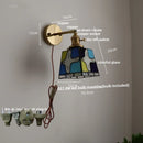 Helnys Tiffany Style Glass Pull Chain Wall Light Rotation Dining Bedroom Fixture