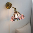 Helnys Pink Butterfly Glass LED Wall Light for Indoor Living Room & Bedroom