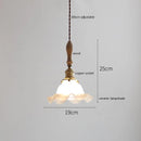 Helnys Ceramic LED Pendant Lights, Wood Copper Socket Hanging Lamp for Home Decor