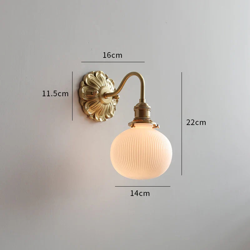 Helnys Smoke Gray Glass LED Wall Sconce - Modern Copper Wandlamp Fixtures
