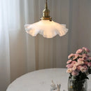 Helnys Nordic LED Pendant Lamp with Adjustable Brass Knob Switch & White Glass