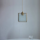 Helnys Square Glass LED Pendant Lamp for Kitchen Dining Living Room