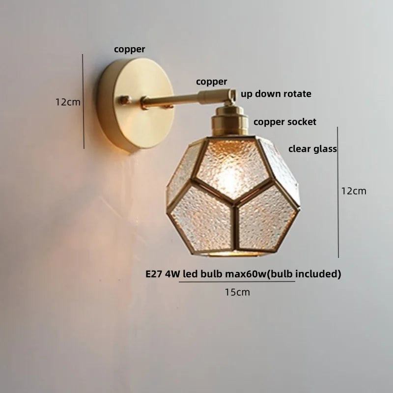 Helnys Copper Lampshade LED Wall Light - Modern Nordic Bedroom Balcony Up Down Lamp