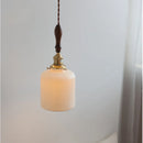 Helnys Round LED Pendant Light - Japan Style Chandelier Wood/Ceramic/Copper