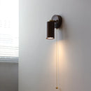 Nordic Modern LED Wall Lamp Walnut Pull Chain Switch Rotate Bathroom Light Helnys