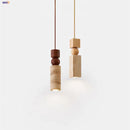 Helnys Wood LED Pendant Lamp Wabi Sabi Yellow Travertine Nordic Modern Home Decoration