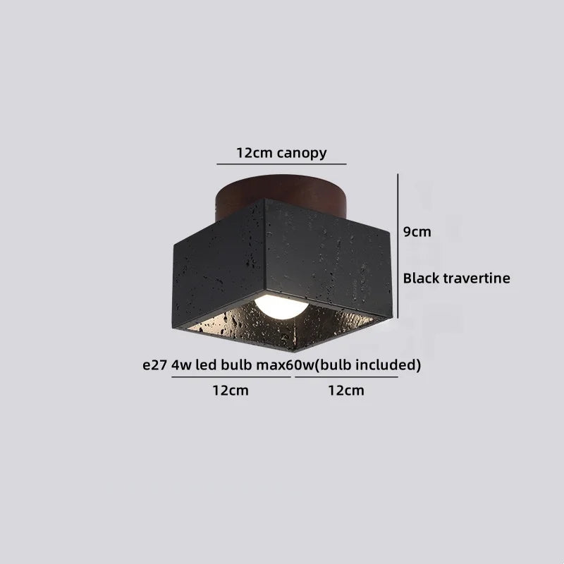 Helnys Yellow Travertine LED Ceiling Light for Home Decor, Indoor Kitchen Lamp