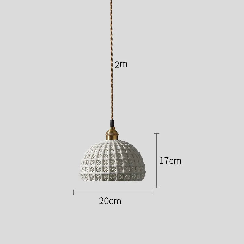 Helnys Bule Ceramic LED Pendant Lamp Modern Nordic Hanging Light for Bedroom Restaurant