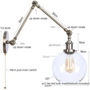 Helnys Industrial Vintage Swing Arm LED Lamp with Pull Chain Switch