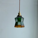 Helnys Tiffany Style Glass LED Pendant Lamp with Copper Socket & Colorful Design