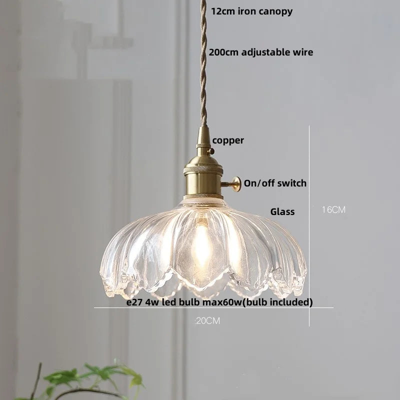 Helnys Walnut Wood LED Glass Pendant Light Fixture Adjustable Modern Hanging Lamp