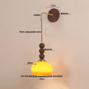 Helnys Adjustable Wood Glass Wall Lights with Pull Chain Switch for Aisle Study Dining
