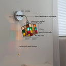 Helnys Silver Ceramic LED Wall Sconce Adjustable Arm Light for Bedroom & Living Room