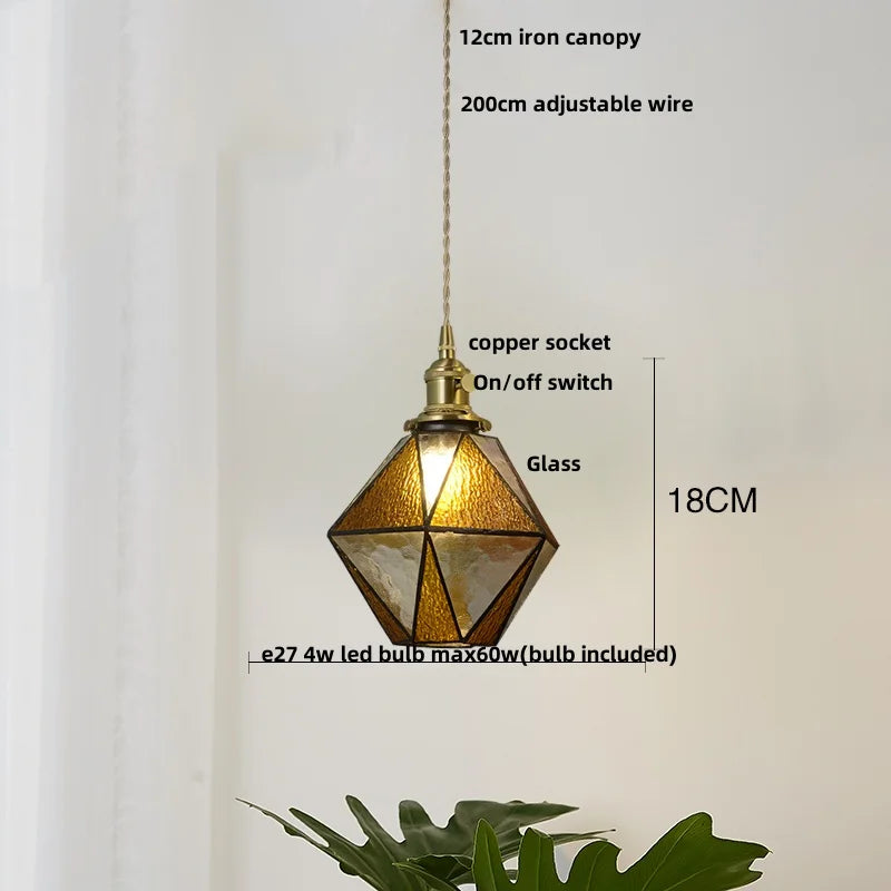 Helnys Blue Glass LED Pendant Light - Nordic Modern Adjustable Hanging Lamp