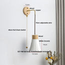 Helnys Modern White Ceramic LED Wall Lamp with Pull Chain Switch