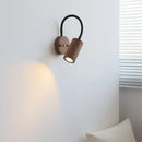 Helnys Walnut Wood LED Wall Light - Modern Design Up Down Rotate Wooden Bedside Lamp