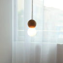 Helnys Modern Nordic Wood Glass Ball LED Pendant Lights for Home Decor