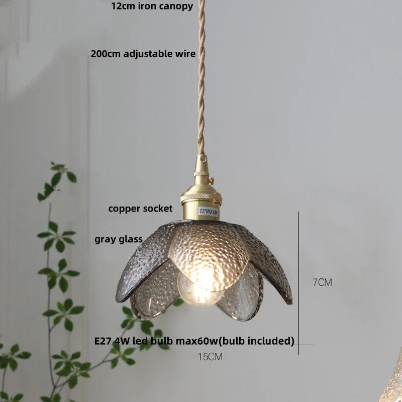 Helnys Nordic Modern Amber Glass LED Pendant Light with Adjustable Hanging Lamp