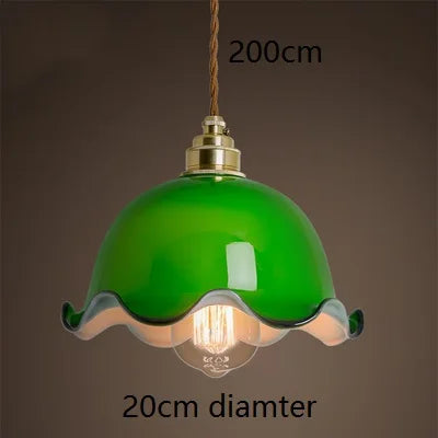 Helnys Vintage Copper Socket Pendant Lamp with Green Glass - 2023 Edition