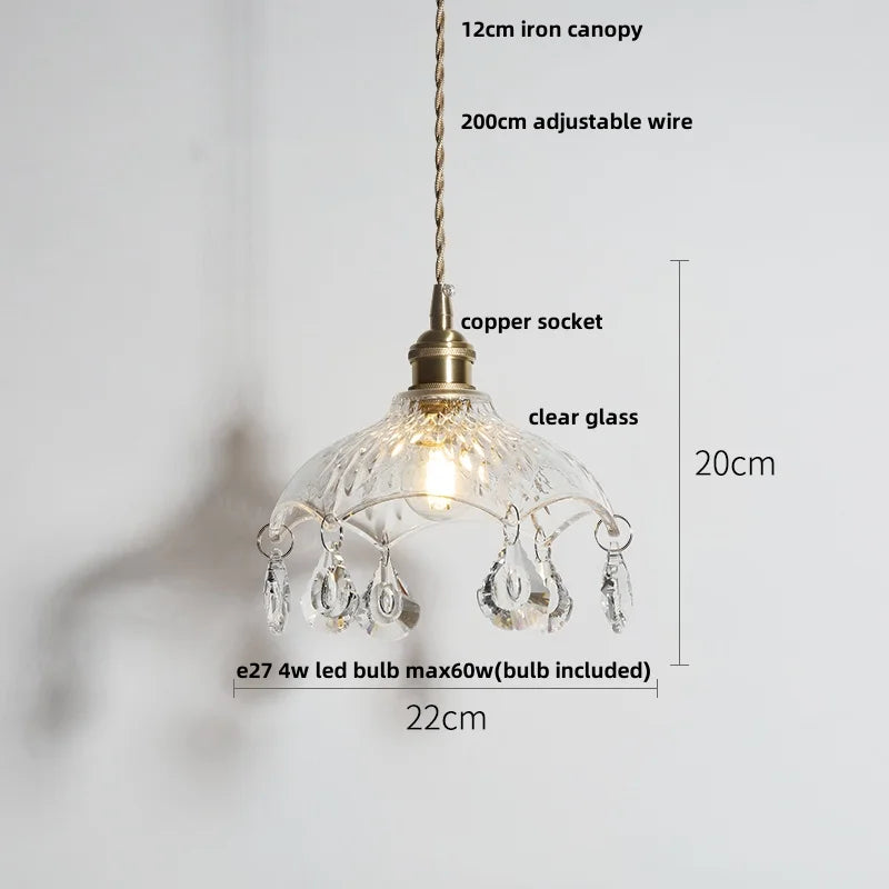 Modern Nordic Glass Pendant Light Fixture - Helnys Copper Socket LED Hanging Lamp