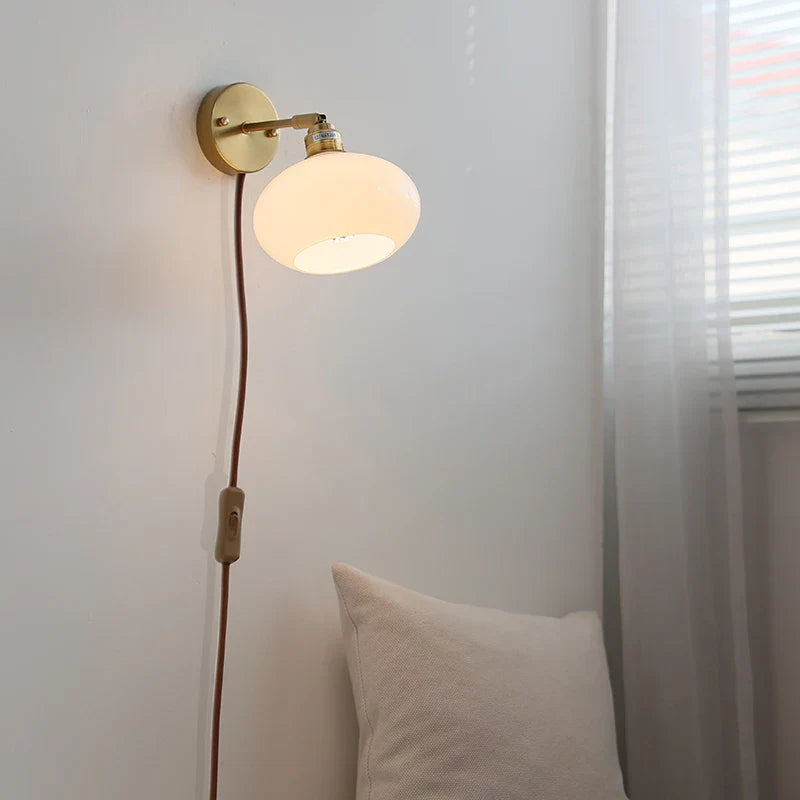Helnys LED Wall Sconce White Glass Rotate Pull Chain Switch Stair Light