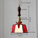 Helnys Vintage Europe Style LED Pendant Light with Wood, Copper, Glass Lampshade