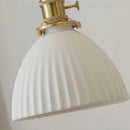 Helnys White Ceramic LED Pendant Light with Walnut Wood Detail - Nordic Modern Design