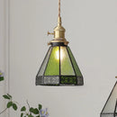Helnys Tiffany Glass LED Pendant Lights with Copper Knob Switch
