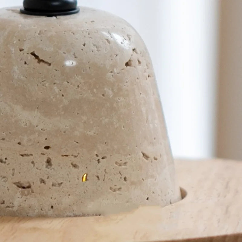 Helnys LED Pendant Light Fixture with Natural Yellow Travertine Materials