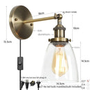 Helnys Single Arm LED Wall Lamp Glass Iron Vintage Stair Light Fixtures