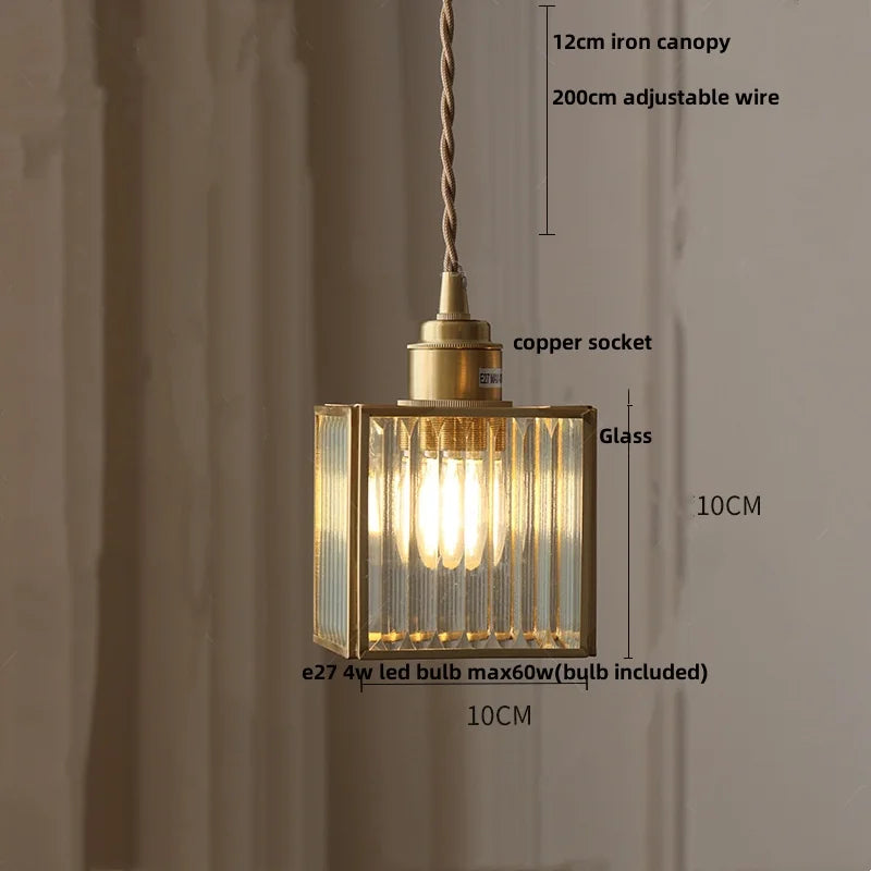 Helnys Antique Glass LED Pendant Lamp Adjustable Kitchen Light Fixture