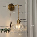 Helnys Flower Glass LED Wall Lamp Sconce Pull Chain Switch Nordic Modern Glass Mirror Light