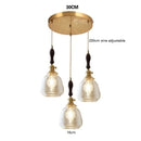 Helnys Wood LED Pendant Lamp Nordic Copper Glass Hanging Light