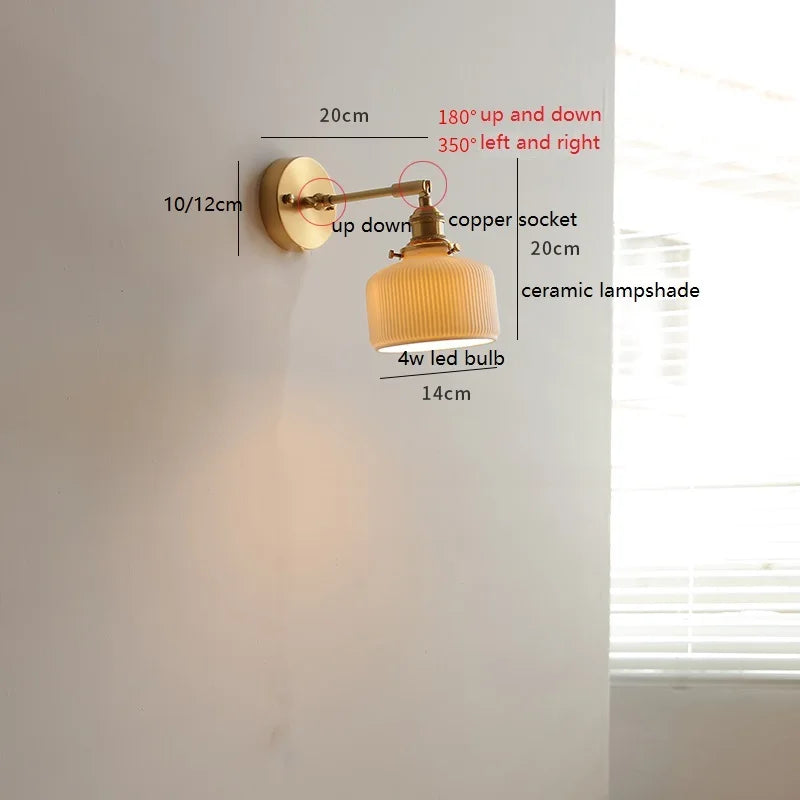 Helnys Colorful Glass LED Wall Lamp Sconce with Pull Chain Switch