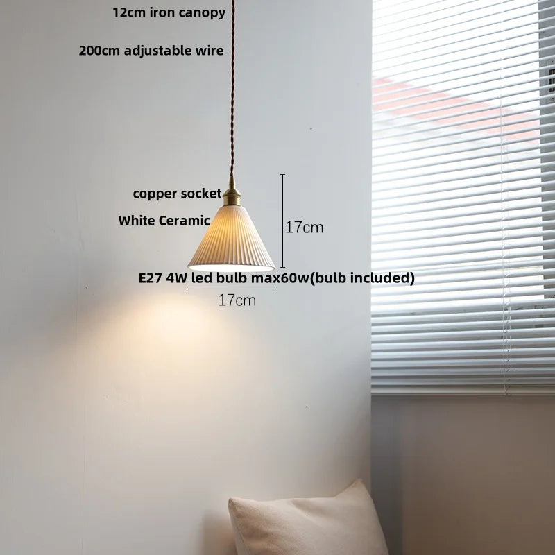 Helnys White Ceramic LED Pendant Lights Modern Nordic Hanging Lamp