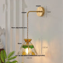 Helnys Glass LED Wall Light Fixture with Adjustable Wire, Pull Chain Switch, Vintage Design